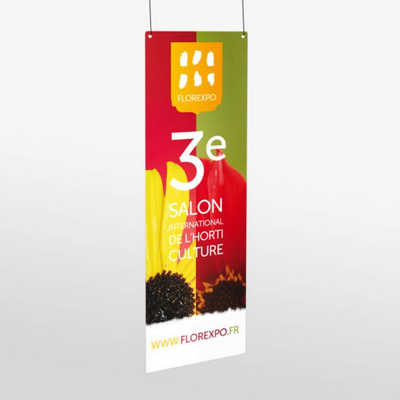 Kakémono affiche suspendue sur pieds PUBLICITAIRE